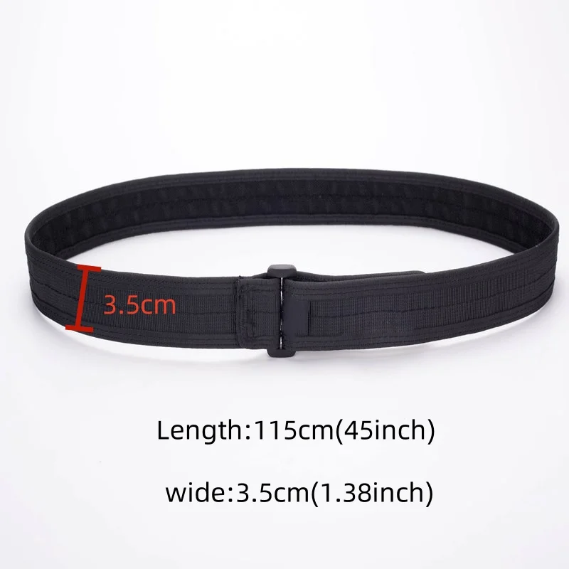 Tactical Adjustable Hunting Belt Airsoft Shooting Waistband Black Nylon Hook-and-Loop Belt