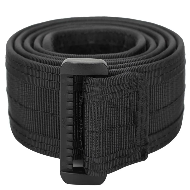 Tactical Adjustable Hunting Belt Airsoft Shooting Waistband Black Nylon Hook-and-Loop Belt