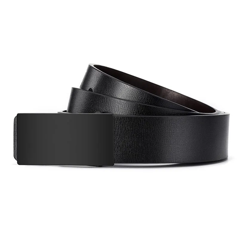 Hot Sale Men's Belts Smooth Buckle PU Leather High Quality Men's Belts Casual Business Jeans Black Waistband 3.3cm Ceinture