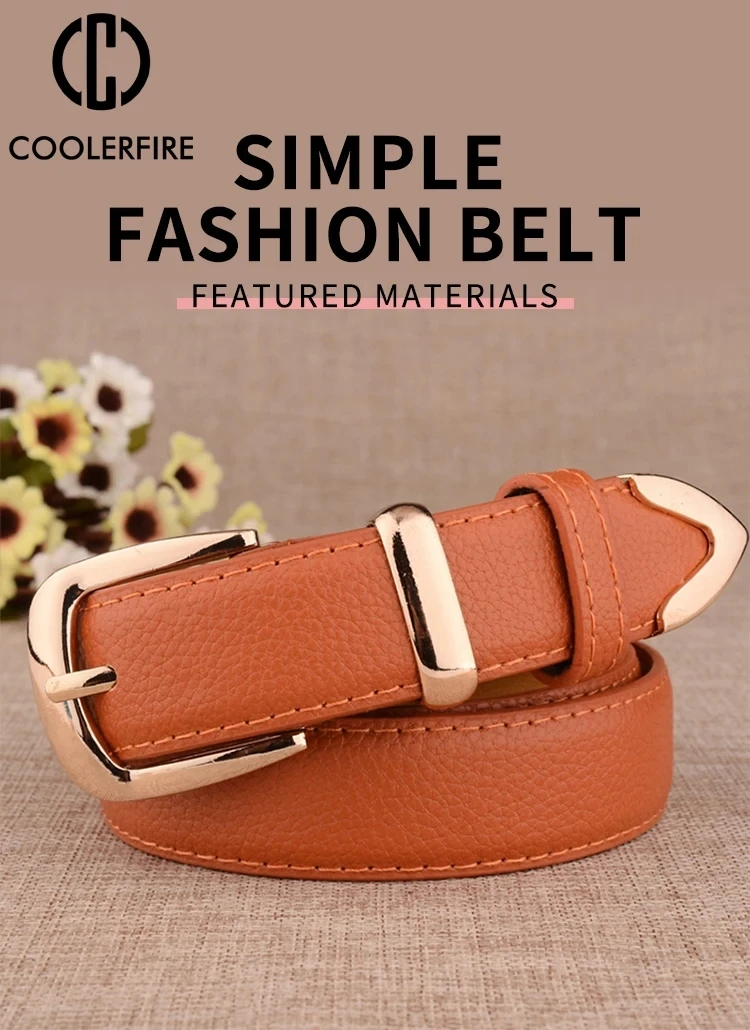 New Women's Pants Belt Leather Trendy White Belt Fashion High Quality Belt Solid Retro Needle Buckle Women's Strap LB2146-