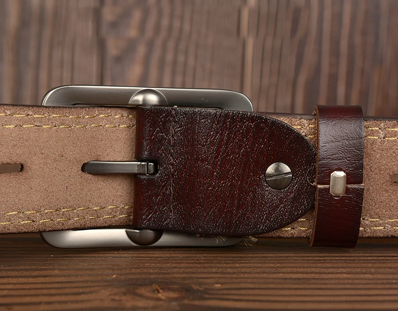 3.8CM Fashion Men Belts Genuine Leather Luxury Designer Vintage Thread Waist Belt For Jeans Cinturon Cowboy Hombre Dropshipping