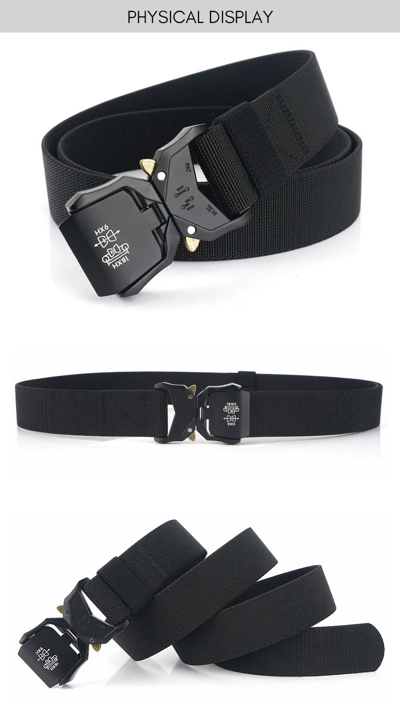 KOLBER 110cm/125cm/140cm Elastic Belt for Men Aluminum Buckle Quick Release Outdoor Casual Belt Military Tactical Belt Male