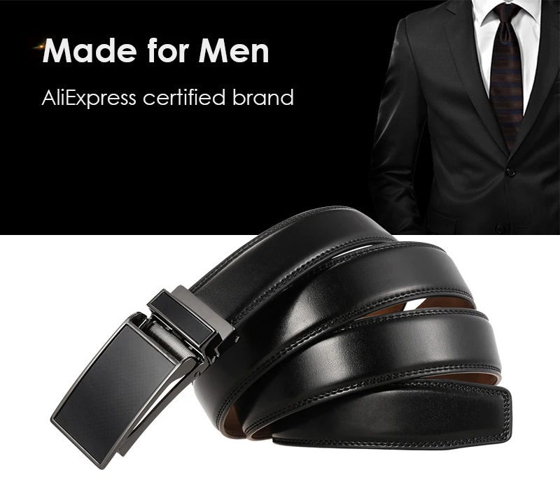VATLTY New 3.0cm Men's Leather Belt Metal Automatic Buckle Trouser Belt for Male Fashion Non-perforated Waistband Girdle