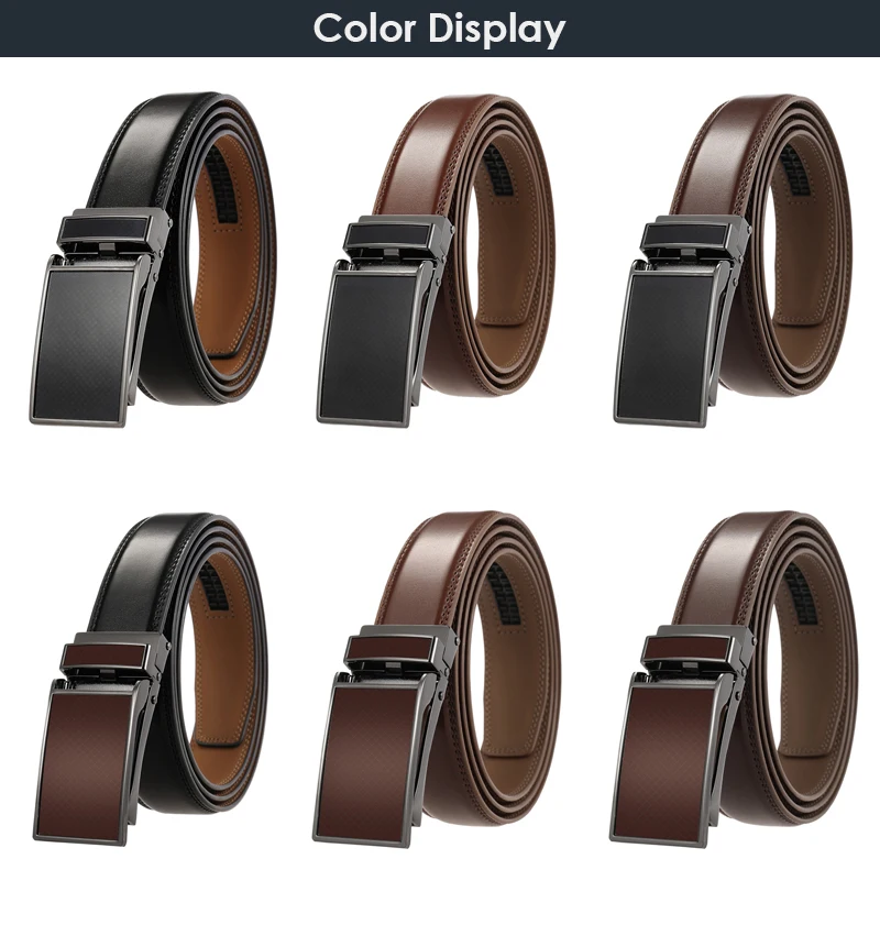 VATLTY New 3.0cm Men's Leather Belt Metal Automatic Buckle Trouser Belt for Male Fashion Non-perforated Waistband Girdle