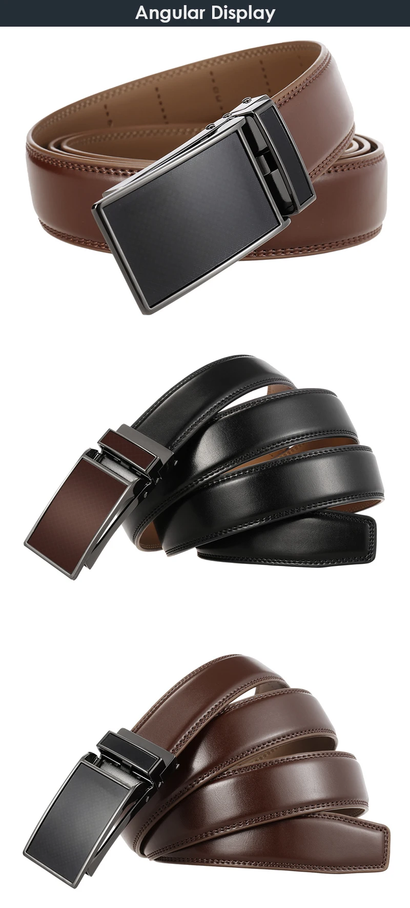 VATLTY New 3.0cm Men's Leather Belt Metal Automatic Buckle Trouser Belt for Male Fashion Non-perforated Waistband Girdle