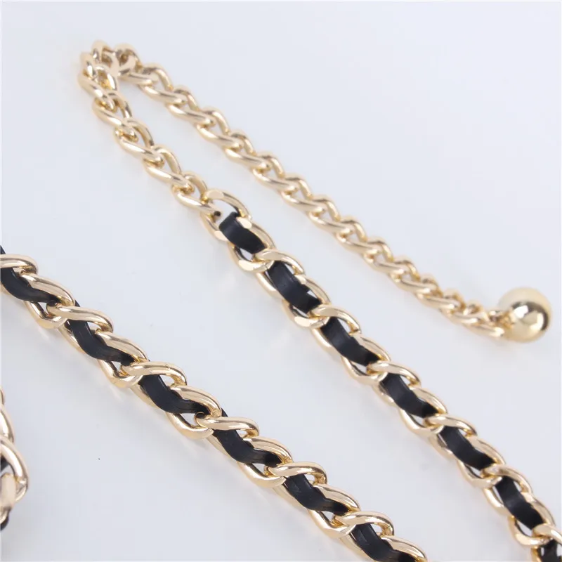 Pearl Chain Belts for Women Leather Luxury Jeans Metal Multi-layer Flower Straps Womans Belt for Dress Waist Chain Ladies