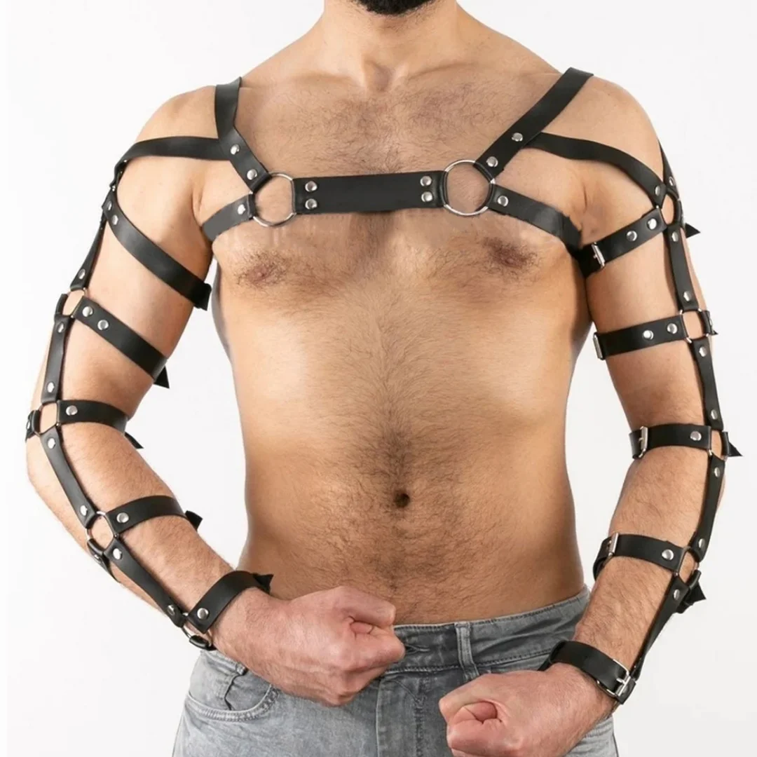 Punk Belt Black Leather Harness for Men Fashion Chest Belt Punk Nightclub Accessories Belt