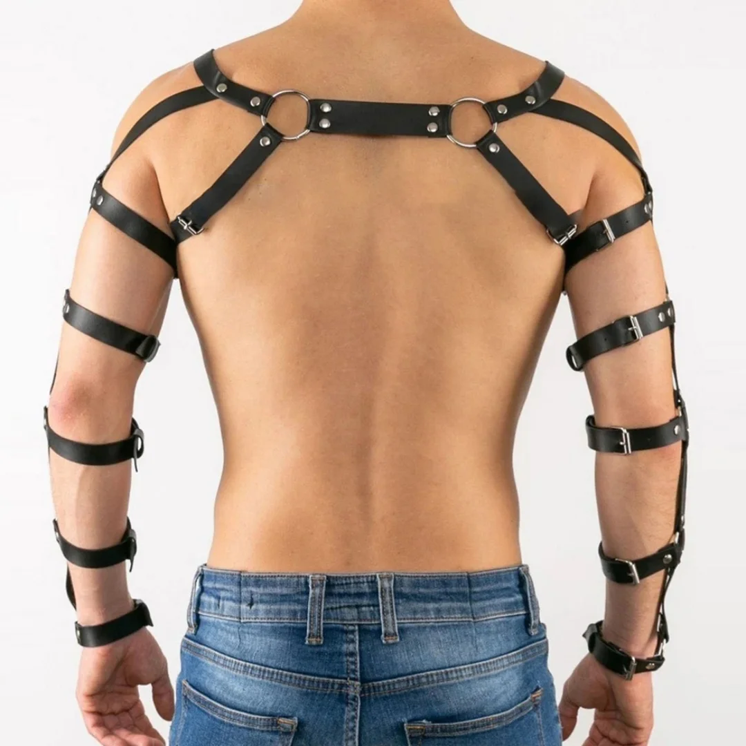 Punk Belt Black Leather Harness for Men Fashion Chest Belt Punk Nightclub Accessories Belt