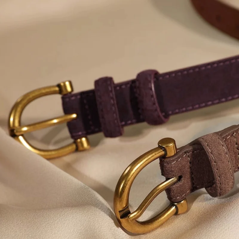 Women Luxury Design Suede Leather Belt Casual Versatile Business Waist Strap Trendy Trouser Dress Belts Gifts