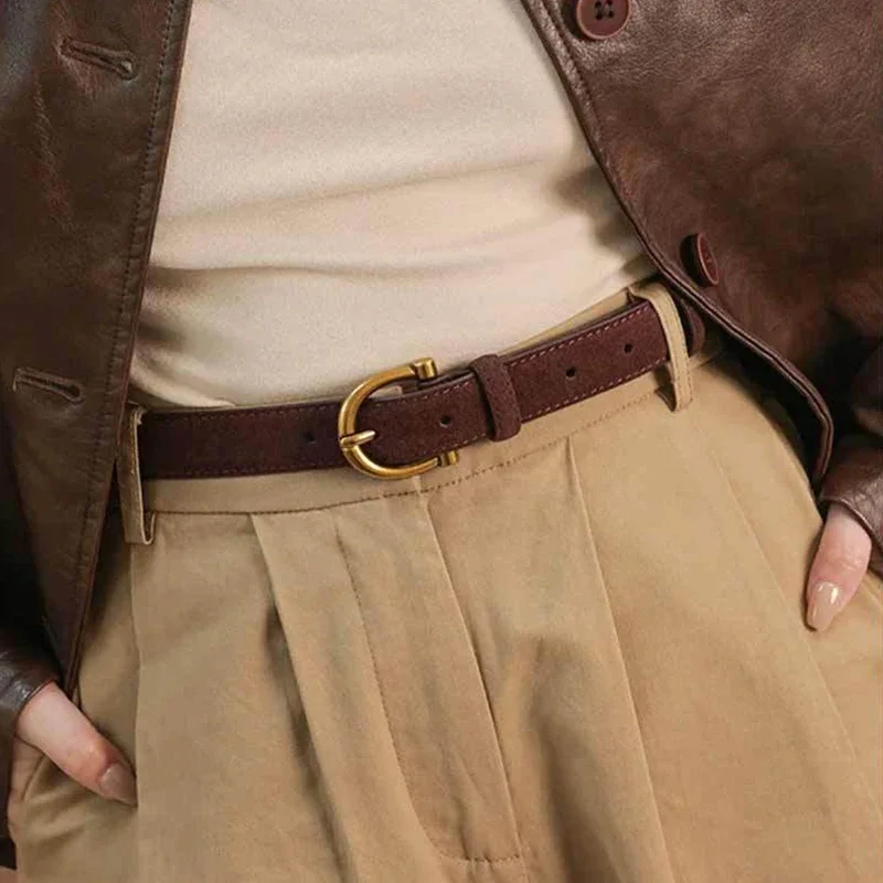 Women Luxury Design Suede Leather Belt Casual Versatile Business Waist Strap Trendy Trouser Dress Belts Gifts