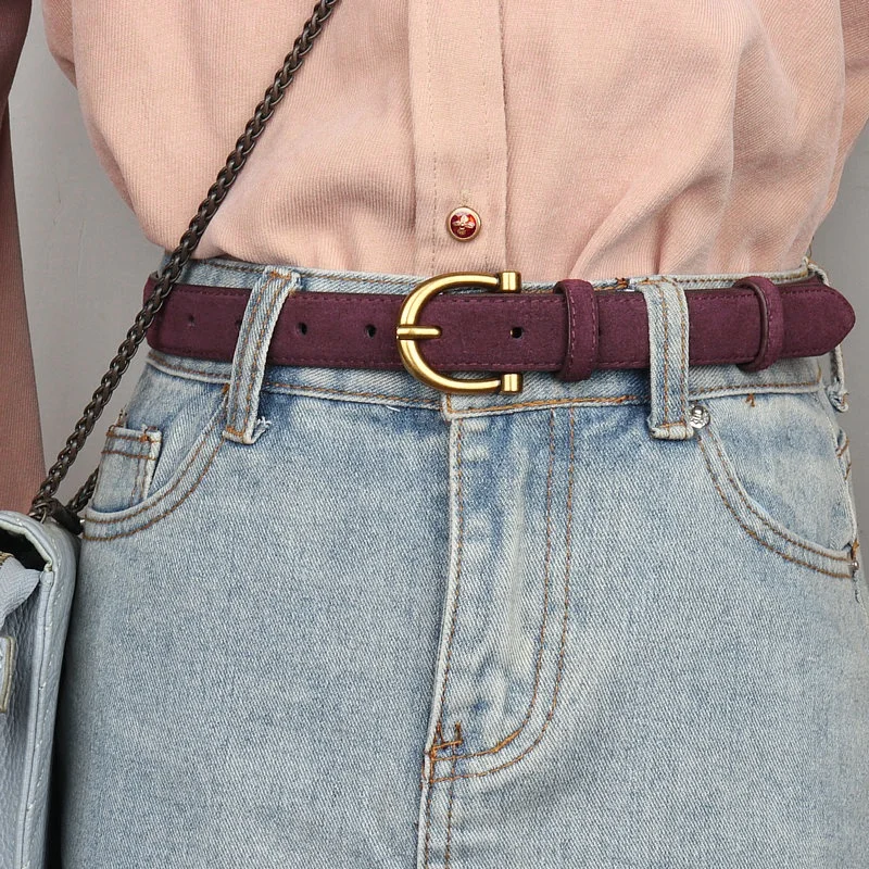 Women Luxury Design Suede Leather Belt Casual Versatile Business Waist Strap Trendy Trouser Dress Belts Gifts