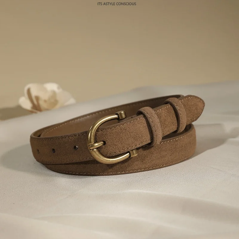Women Luxury Design Suede Leather Belt Casual Versatile Business Waist Strap Trendy Trouser Dress Belts Gifts