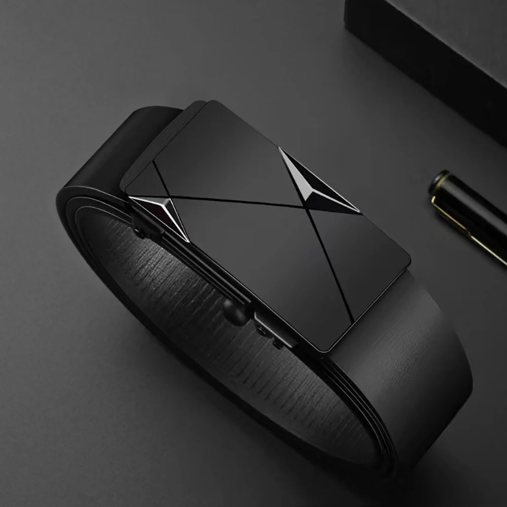 New Men's Automatic Buckle PU Belt Fashion Matching Men's Business Casual Belt Trendy Waist Accessories Wholesale