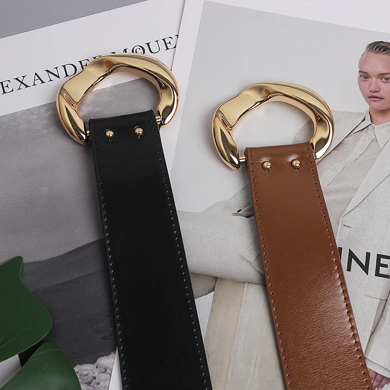 Fashion Wide Cowskin Cummerbund Women's Cummerbunds Knot Real Leather Waistbands For Dress Decorate Waist Belt Coat Accessorie
