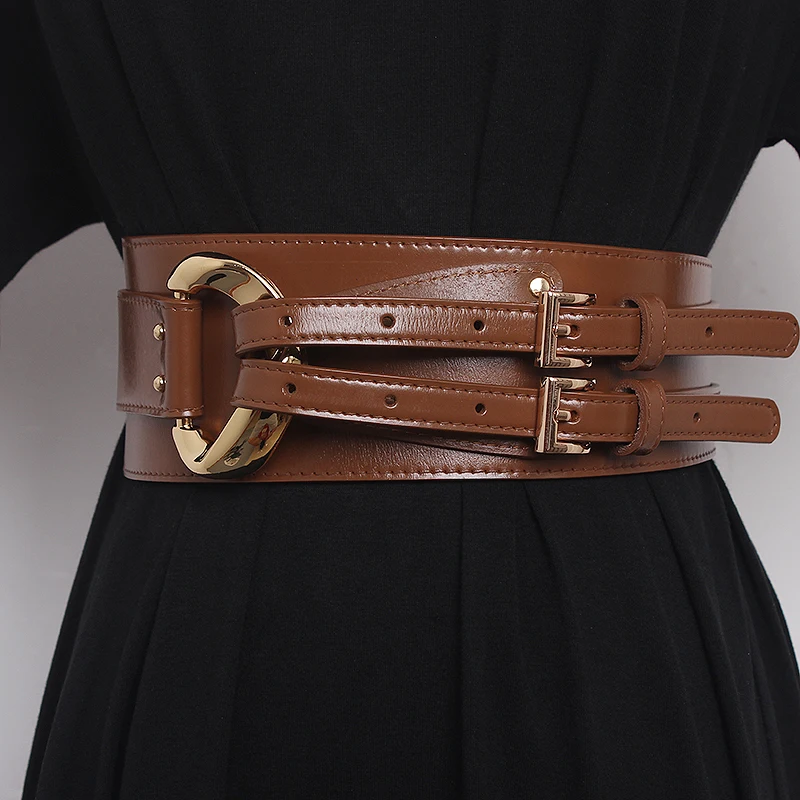 Fashion Wide Cowskin Cummerbund Women's Cummerbunds Knot Real Leather Waistbands For Dress Decorate Waist Belt Coat Accessorie