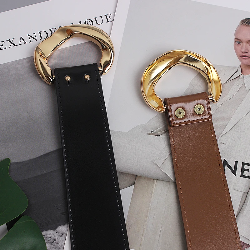 Fashion Wide Cowskin Cummerbund Women's Cummerbunds Knot Real Leather Waistbands For Dress Decorate Waist Belt Coat Accessorie