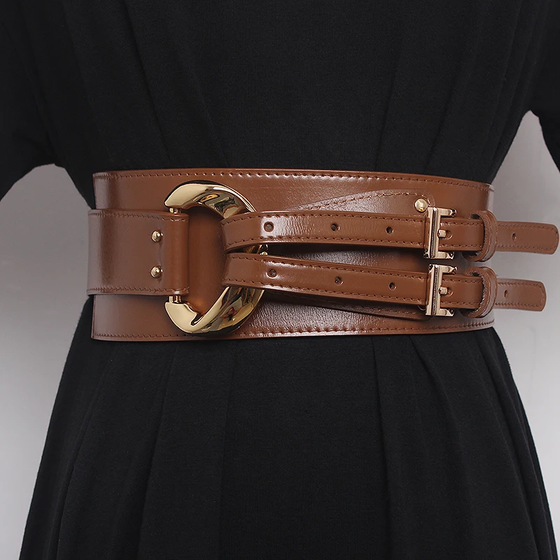 Fashion Wide Cowskin Cummerbund Women's Cummerbunds Knot Real Leather Waistbands For Dress Decorate Waist Belt Coat Accessorie