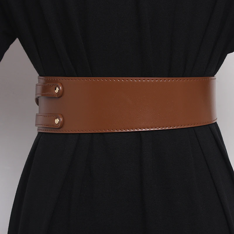 Fashion Wide Cowskin Cummerbund Women's Cummerbunds Knot Real Leather Waistbands For Dress Decorate Waist Belt Coat Accessorie