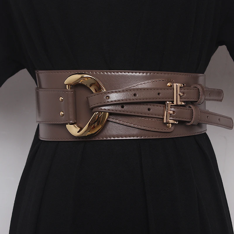 Fashion Wide Cowskin Cummerbund Women's Cummerbunds Knot Real Leather Waistbands For Dress Decorate Waist Belt Coat Accessorie