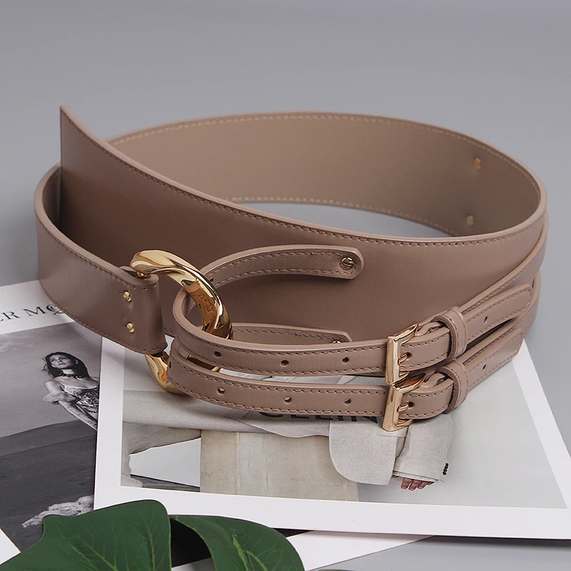 Fashion Wide Cowskin Cummerbund Women's Cummerbunds Knot Real Leather Waistbands For Dress Decorate Waist Belt Coat Accessorie