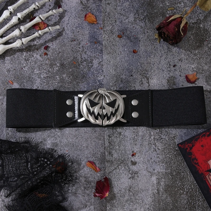 Pumpkin Waist Belt for Suit Mini Skirt Jeans Body Accessories for Women Girls Silver Buckle Woven Wide Belt Body Jewelry