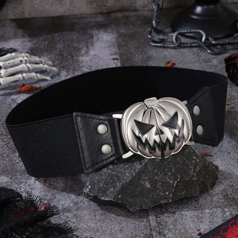 Pumpkin Waist Belt for Suit Mini Skirt Jeans Body Accessories for Women Girls Silver Buckle Woven Wide Belt Body Jewelry