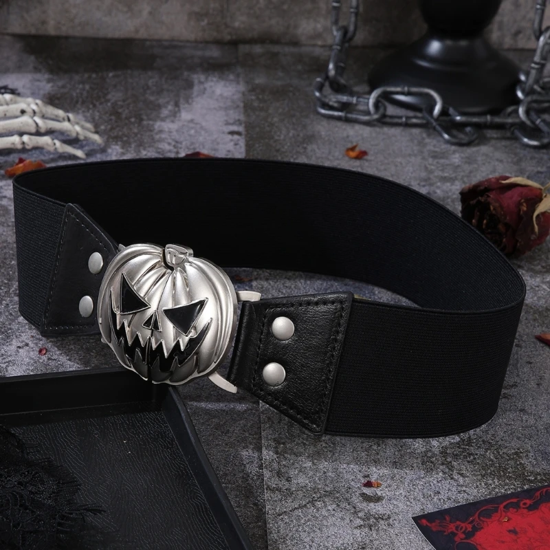 Pumpkin Waist Belt for Suit Mini Skirt Jeans Body Accessories for Women Girls Silver Buckle Woven Wide Belt Body Jewelry