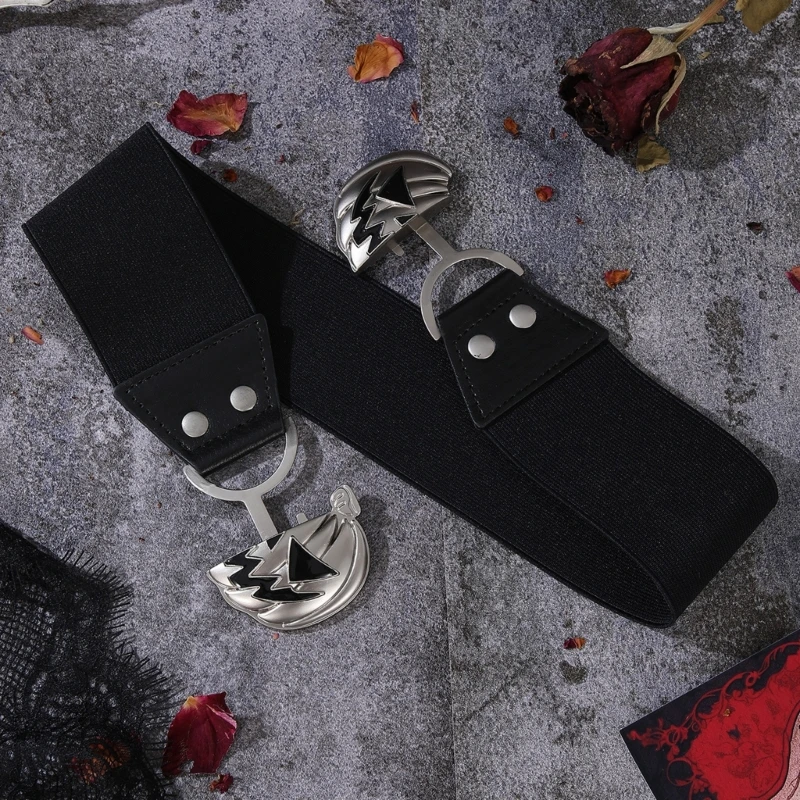 Pumpkin Waist Belt for Suit Mini Skirt Jeans Body Accessories for Women Girls Silver Buckle Woven Wide Belt Body Jewelry
