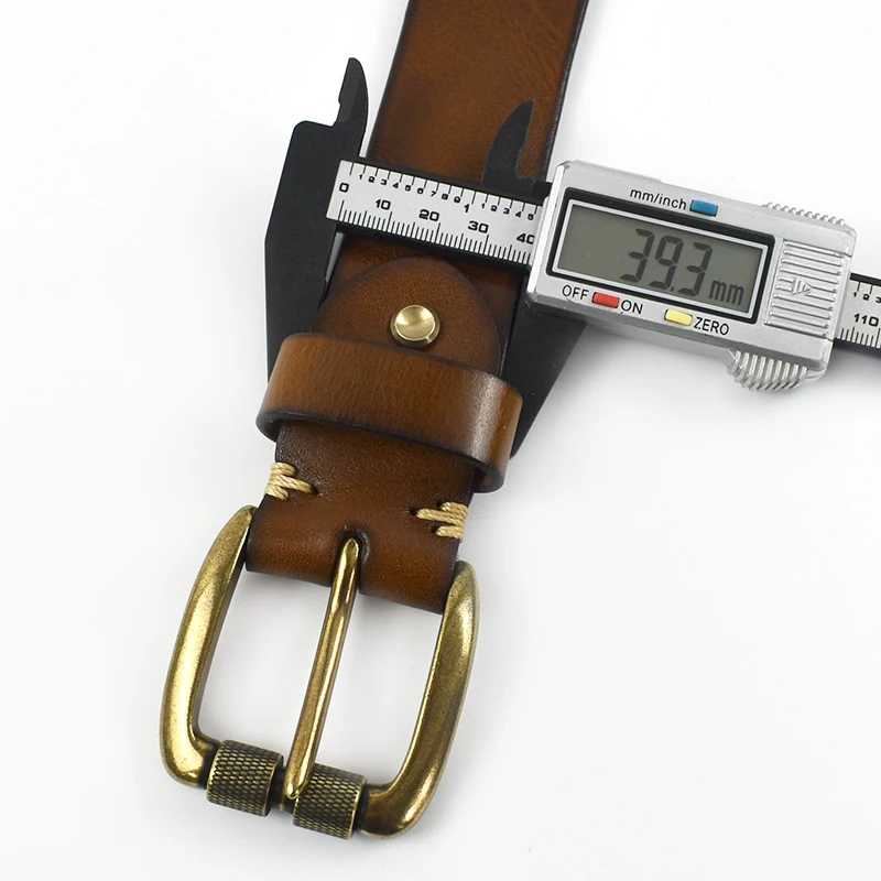 Deepeel 3.8cm Wide New 105-125cm Male Retro Genuine Leather Belt Hollow Top Layer Cowhide Pin Buckle Belts Men's Jeans Waistband