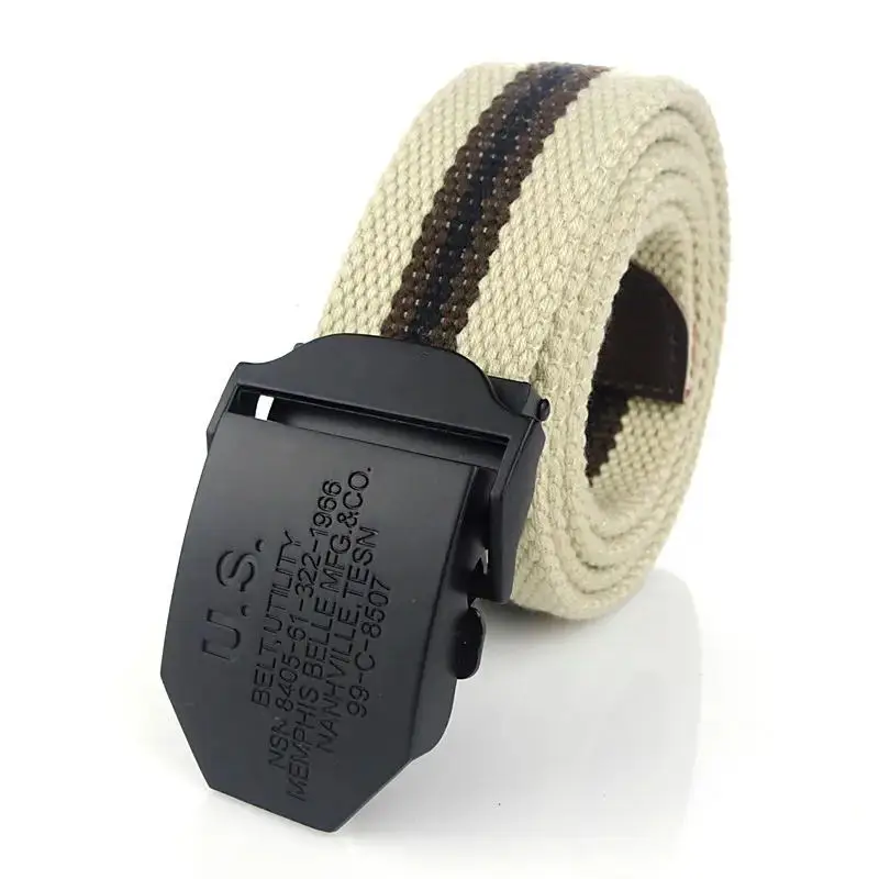 SupSindy Men Canvas Belt Black US Metal Buckle Army Military Tactical Belts for Men Jeans Outdoor Training Soldier Strap Male