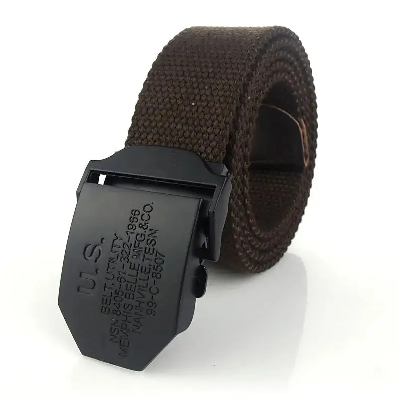 SupSindy Men Canvas Belt Black US Metal Buckle Army Military Tactical Belts for Men Jeans Outdoor Training Soldier Strap Male