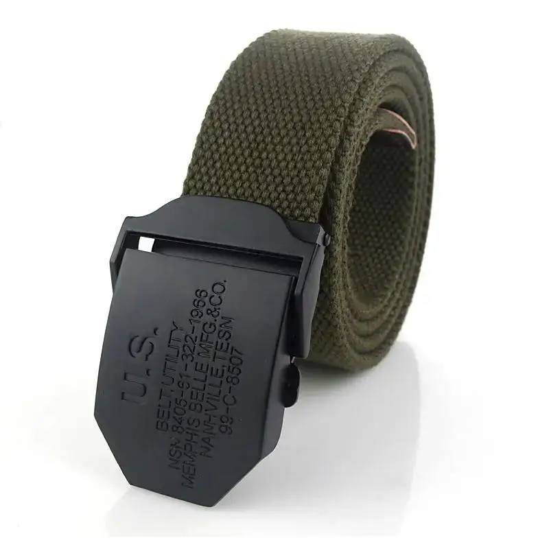 SupSindy Men Canvas Belt Black US Metal Buckle Army Military Tactical Belts for Men Jeans Outdoor Training Soldier Strap Male