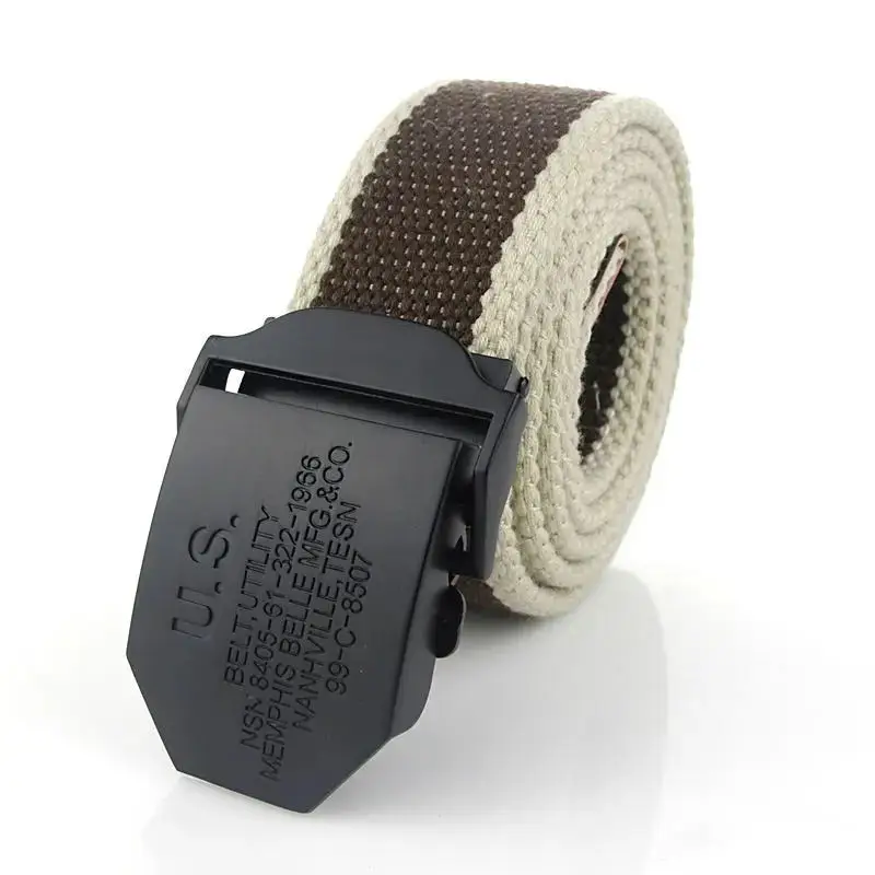 SupSindy Men Canvas Belt Black US Metal Buckle Army Military Tactical Belts for Men Jeans Outdoor Training Soldier Strap Male