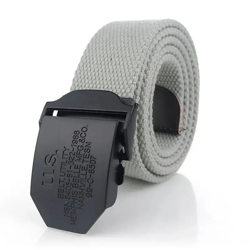 SupSindy Men Canvas Belt Black US Metal Buckle Army Military Tactical Belts for Men Jeans Outdoor Training Soldier Strap Male