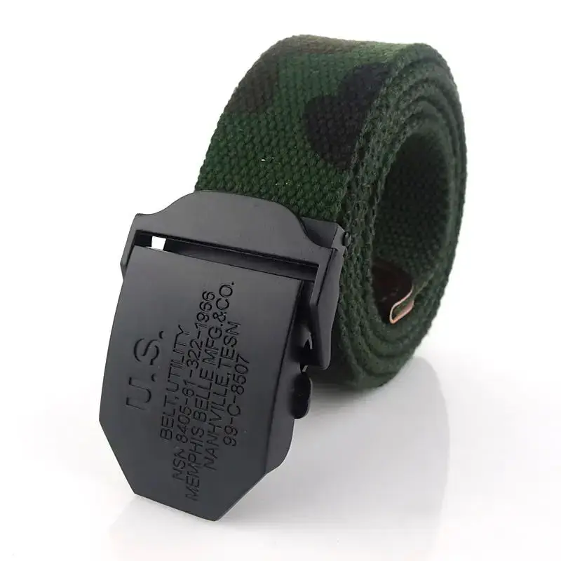 SupSindy Men Canvas Belt Black US Metal Buckle Army Military Tactical Belts for Men Jeans Outdoor Training Soldier Strap Male