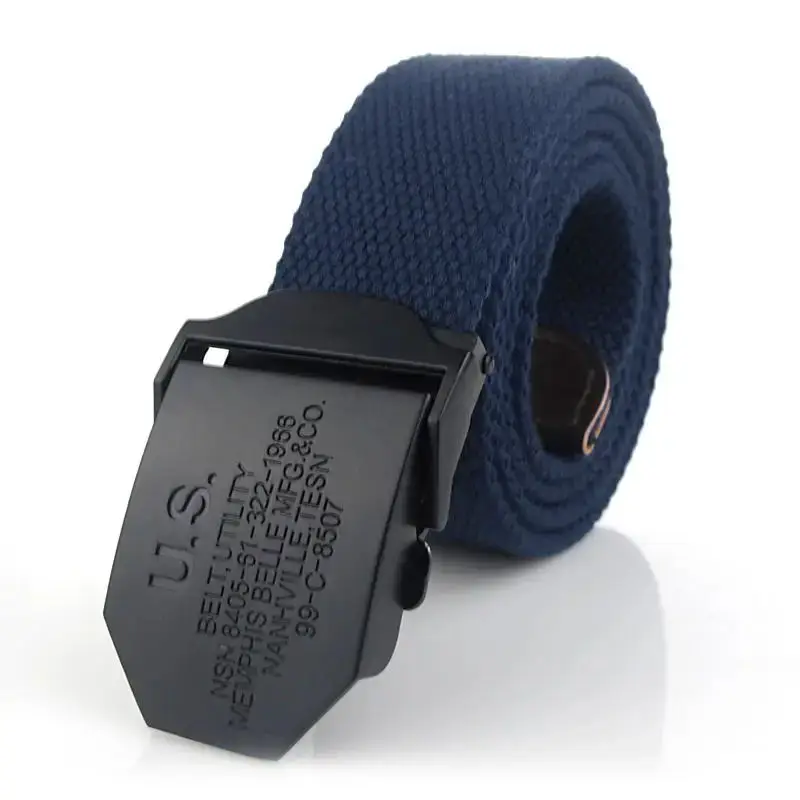 SupSindy Men Canvas Belt Black US Metal Buckle Army Military Tactical Belts for Men Jeans Outdoor Training Soldier Strap Male