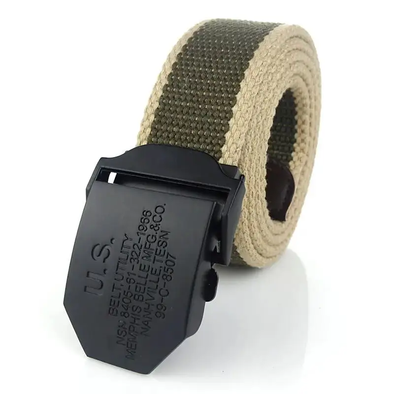 SupSindy Men Canvas Belt Black US Metal Buckle Army Military Tactical Belts for Men Jeans Outdoor Training Soldier Strap Male