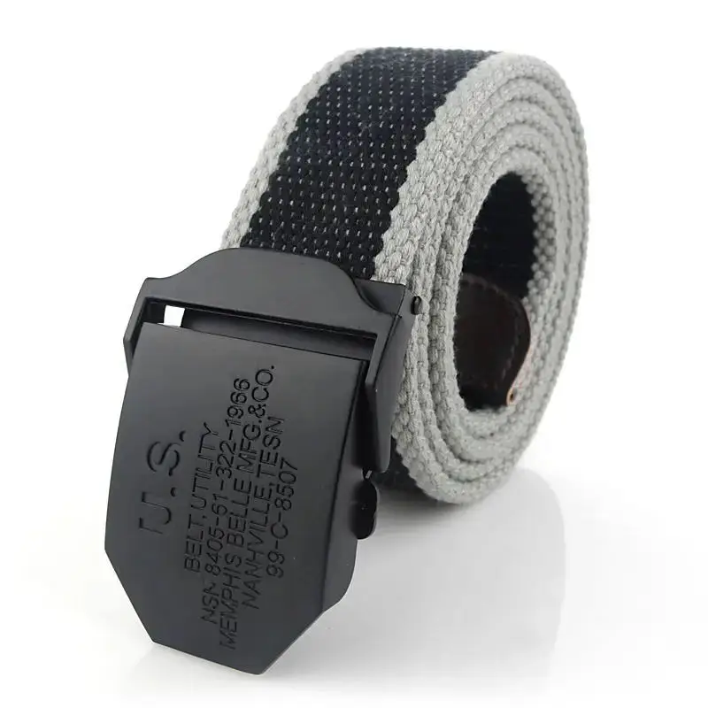 SupSindy Men Canvas Belt Black US Metal Buckle Army Military Tactical Belts for Men Jeans Outdoor Training Soldier Strap Male