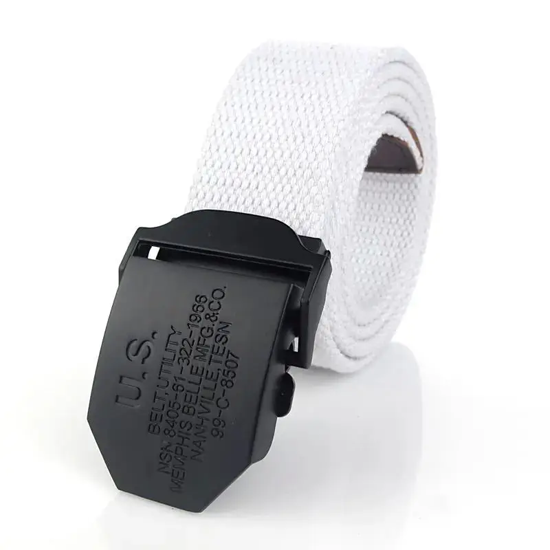 SupSindy Men Canvas Belt Black US Metal Buckle Army Military Tactical Belts for Men Jeans Outdoor Training Soldier Strap Male