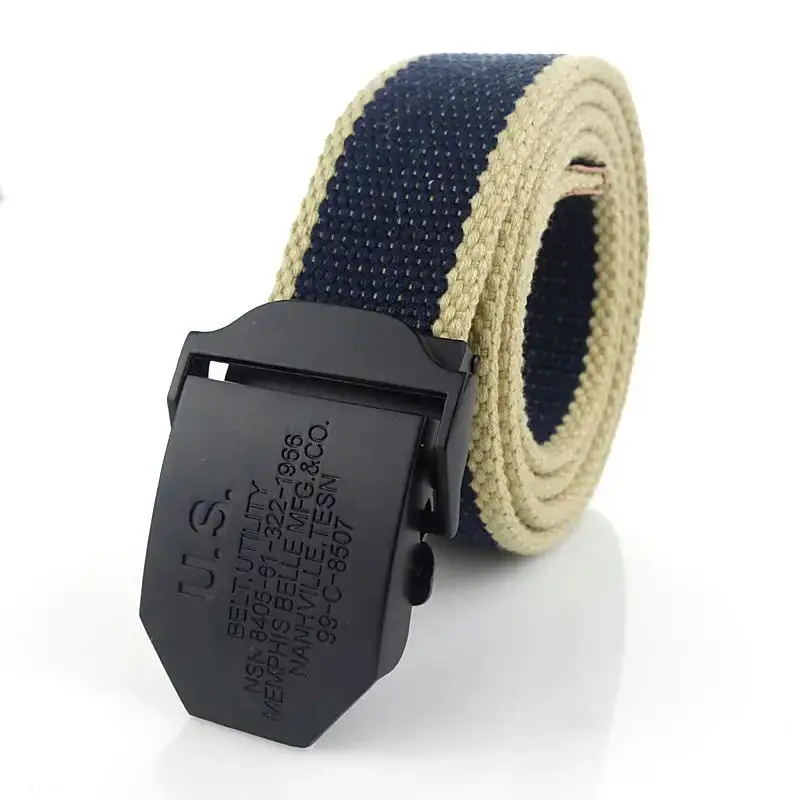 SupSindy Men Canvas Belt Black US Metal Buckle Army Military Tactical Belts for Men Jeans Outdoor Training Soldier Strap Male