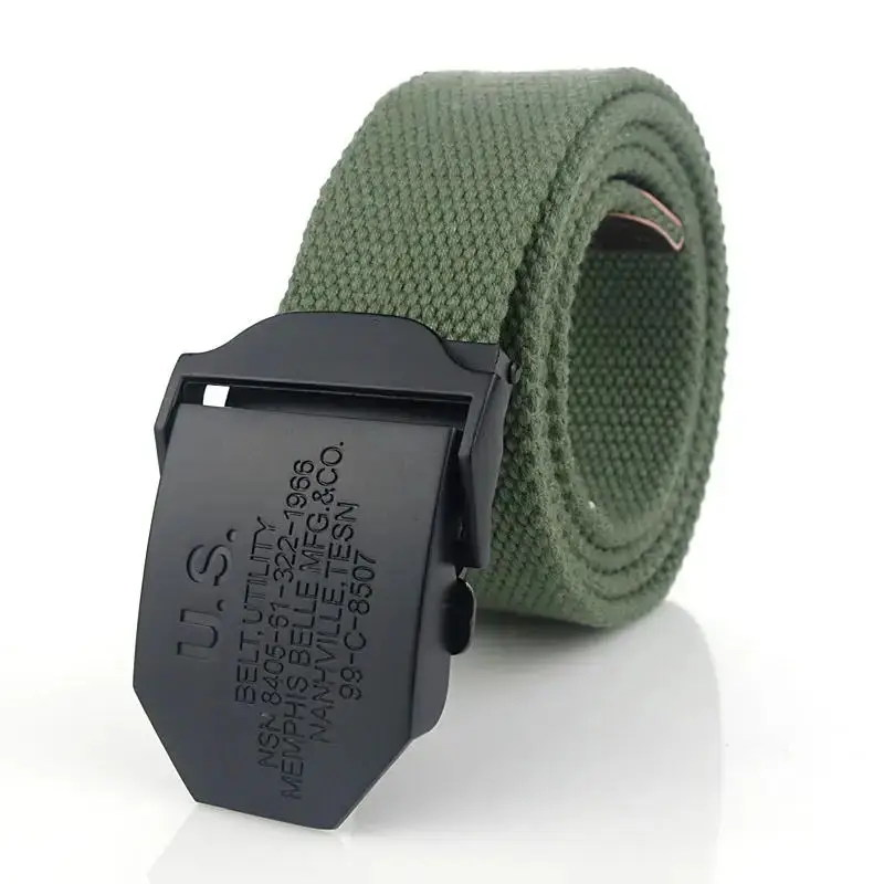 SupSindy Men Canvas Belt Black US Metal Buckle Army Military Tactical Belts for Men Jeans Outdoor Training Soldier Strap Male