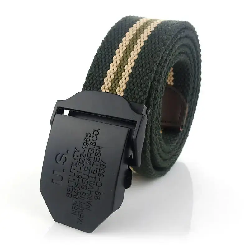 SupSindy Men Canvas Belt Black US Metal Buckle Army Military Tactical Belts for Men Jeans Outdoor Training Soldier Strap Male