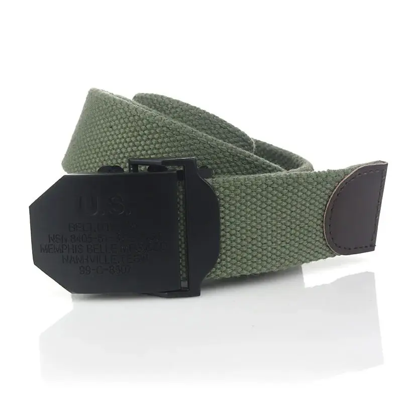 SupSindy Men Canvas Belt Black US Metal Buckle Army Military Tactical Belts for Men Jeans Outdoor Training Soldier Strap Male