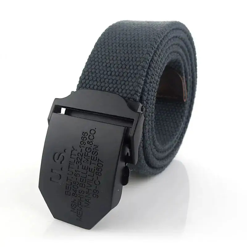 SupSindy Men Canvas Belt Black US Metal Buckle Army Military Tactical Belts for Men Jeans Outdoor Training Soldier Strap Male