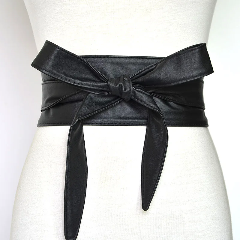 New Wide Waistband Ladies Fashion Decorative Ribbon Bow Tie Women Fashion White Belt Soft and Comfortable Designer Belt Green