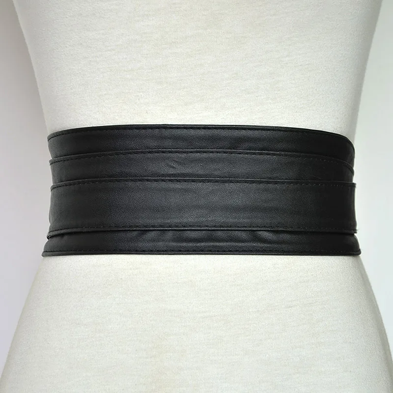New Wide Waistband Ladies Fashion Decorative Ribbon Bow Tie Women Fashion White Belt Soft and Comfortable Designer Belt Green
