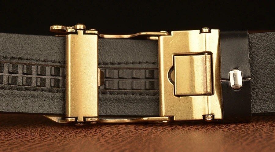 SupSindy Men Genuine Leather Belt Luxury Gold Crocodile Metal Automatic Buckle Cowhide Belts for Men Jeans Waistband Male Strap