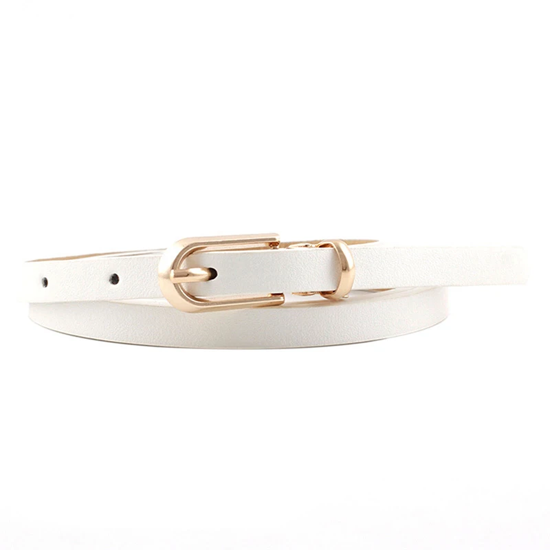 1PC Fashion Black White Gray Women Belts Thin Skinny Waistband Pin Buckle Adjustable Belt Summer Dress Jeans Strap Pu Belts