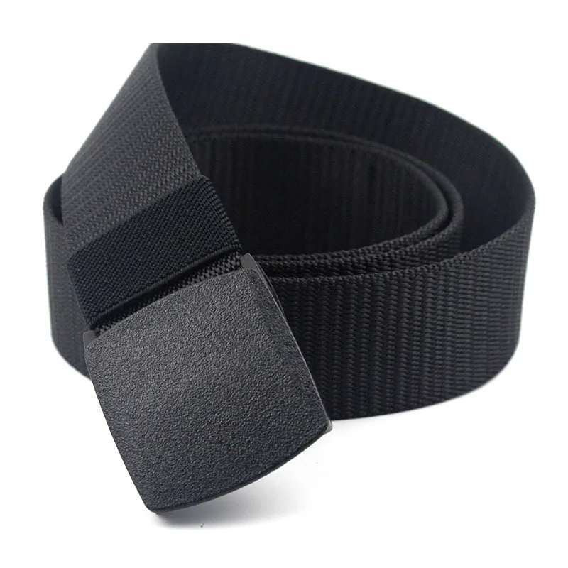 Men Female Belts Military Nylon Adjustable Belt Men Outdoor Travel Tactical Waist Belt with Plastic Buckle for Pants 130cm