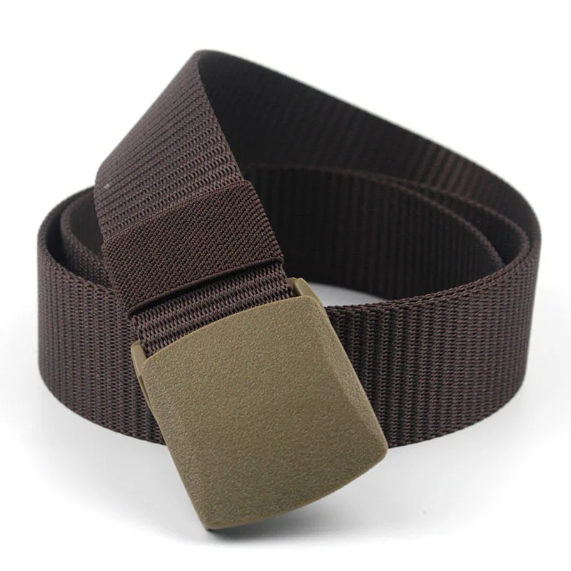 Men Female Belts Military Nylon Adjustable Belt Men Outdoor Travel Tactical Waist Belt with Plastic Buckle for Pants 130cm